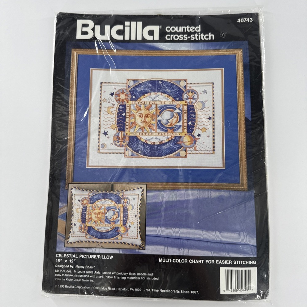 Bucilla Counted Cross Stitch Kit 40743 Picture/ Pillow 16"x12" New 1993